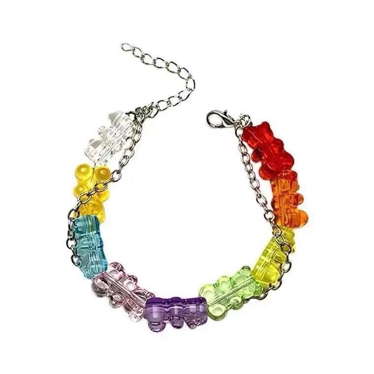 Dopamine Fashionable Summer Rainbow Beaded Flower Bracelet For Women Trendy Gift Jewelry