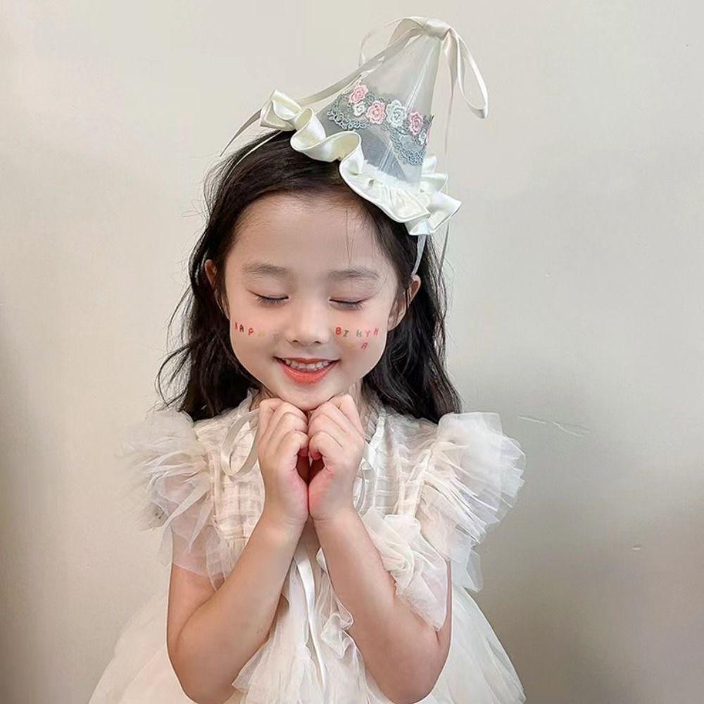 Bow Birthday Crown Embroidery Birthday Cap Cute Birthday Hat Hairpin  Birthday Decoration