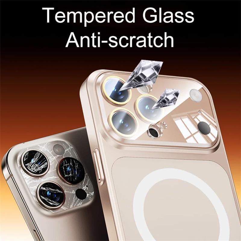 Original Matte For Magsafe Wireless Charge Nano AG Case for iPhone 17 16 15 14 13 Pro Max Tempered Glass Camera Protection Cover