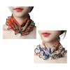2Pcs Women Faux Silk Scarf Printing Faux Pearl Decor Lace Trim Lightweight Scarf Hand Strap Accessory
