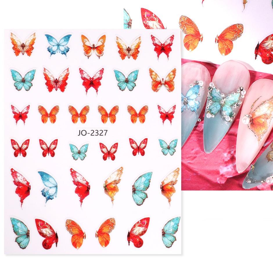 Лазерные наклейки для ногтей, бабочка, сердце, звезда, дизайн, клейкие слайдеры, наклейки для дизайна ногтей, маникюрные украшения