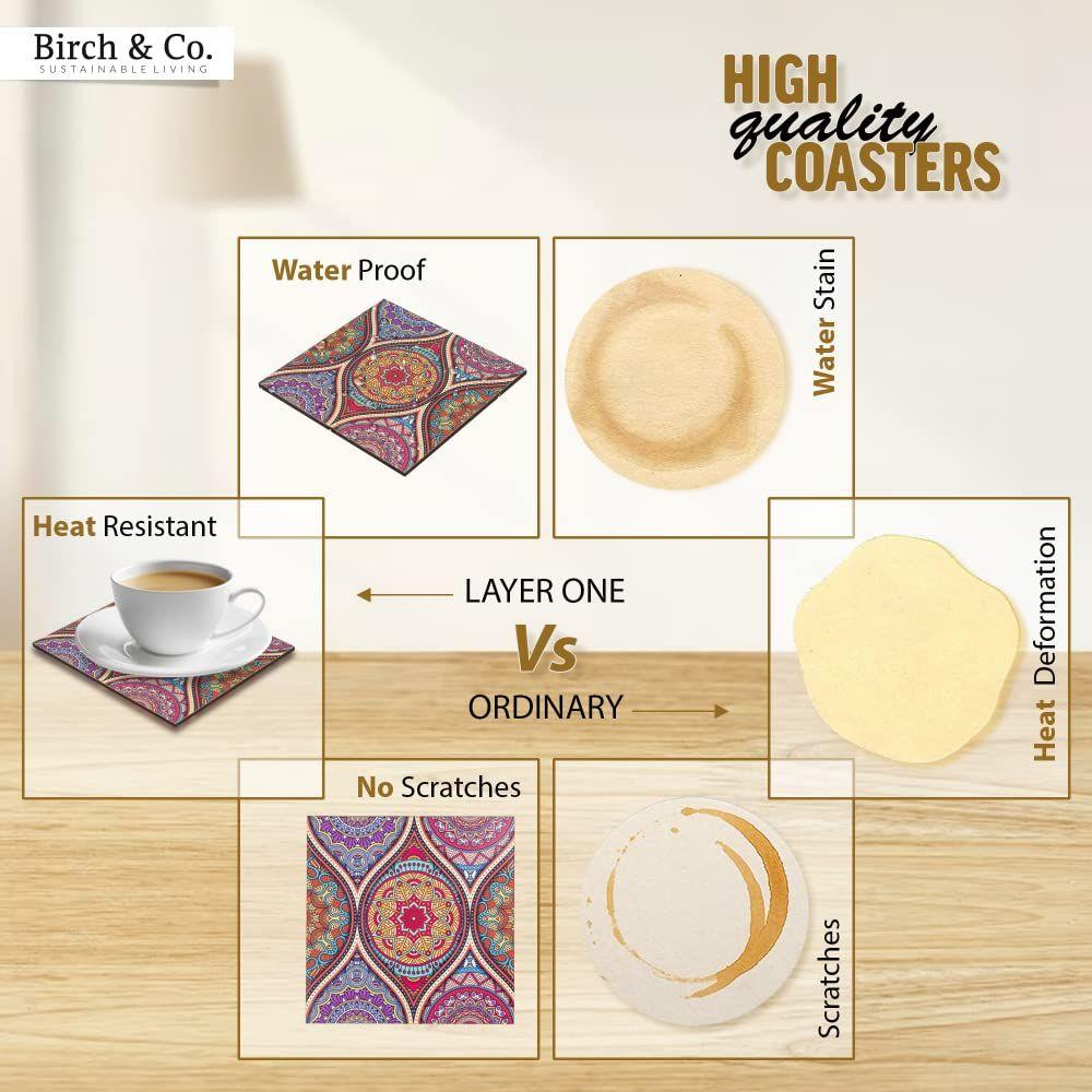 Leather Coasters - Tea Coaster - Dining Table Decor Accessories - Coster Set For Dining Table For Hot Pots - Coasters For Cups Set Of 6 -Durable