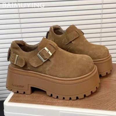 Замшевые женские туфли-лоферы на платформе, кроссовки на плоской подошве, повседневная обувь для женщин, зимние новые брендовые удобные ботильоны для ходьбы, Botas De Mujer