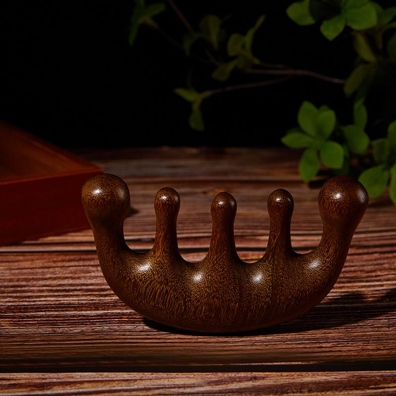 1 шт., массажная расческа для меридианов головы, сандаловое дерево, антистатическая расческа с пятью широкими зубьями