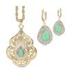 Arabic Gold Color Bridal Wedding Jewelry Set Mint Green Crystal Women Necklace Earring Bijoux Gift