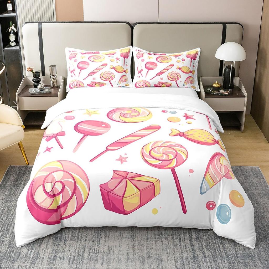 Радужный леденец Пододеяльник для детей мальчиков девочек Квин Легкие пододеяльники Сладкий тематический постельный набор Декор комнаты Без одеяла