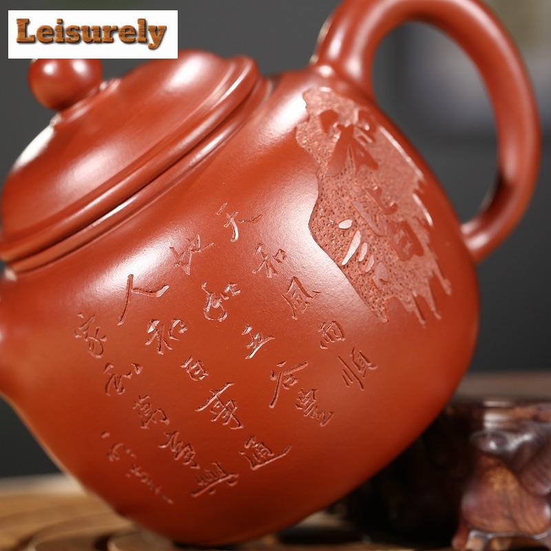 300 мл чайники из фиолетовой глины Исин, ручная работа, резной чайник Бао Цзунь, чайник из сырой руды Дахунпао, глиняный чайник с фильтром, китайский чайный набор Цзыша, подарок