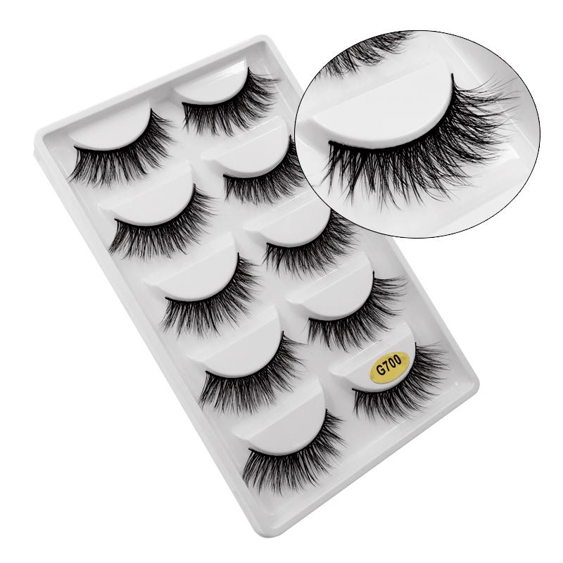 5 Pairs Multipack 3D Mink Lashes False Eyelashes Handmade Wispy Fluffy Long Lashes Natural Eye Makeup Tools Eye Lashes G806