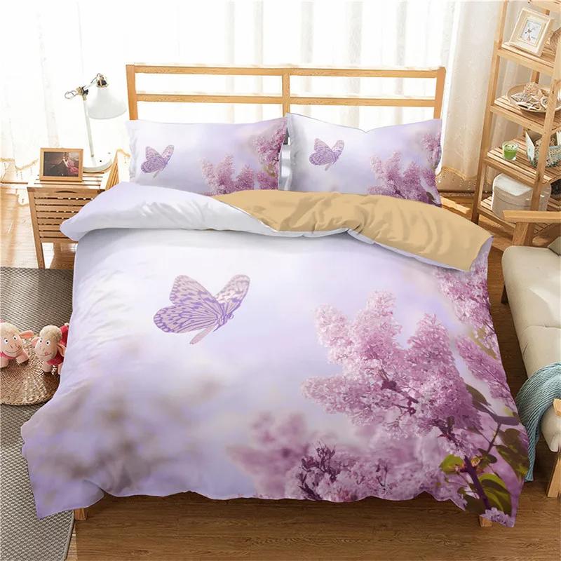 Floral Duvet Cover Butterfly Flower Bedding Set Full King For Girls Women Botanical Flowers Comforter Cover With 2 Pillow Cases