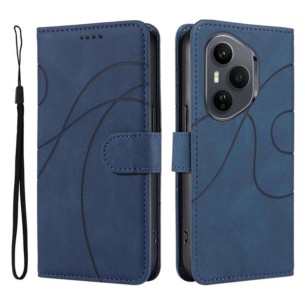 For Honor 400 Pro 5G (Global) Wallet Case Leather Phone Cover Stand with Curved Line Design