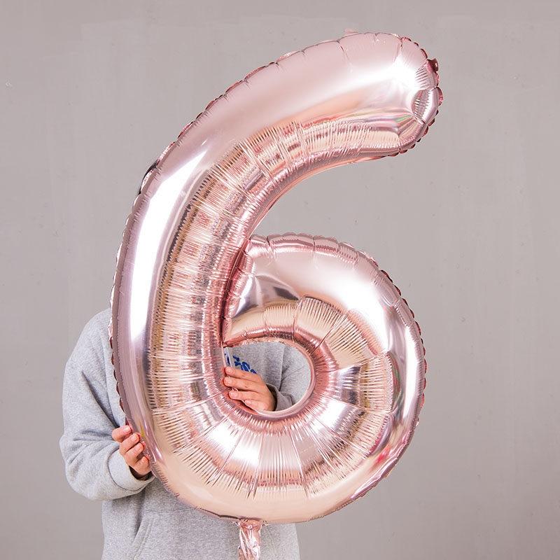 32\ Inch Giant Rose Gold Birthday Helium Foil Mylar Big Number Balloon Birthday Wedding Decorations HD