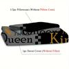 Комплект простыней на резинке с принтом Queen King Golden Crown Couple, 1 простыня на резинке + 2 наволочки, чехол для матраса, мягкий дышащий комплект постельного белья