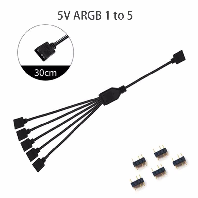 Разветвитель ARGB SYNC 1V 1 Pin 11V 1 Pin 1 в 1/1/1/1 11 см Кабель-удлинитель ARGB для материнской платы с защитным колпачком для корпуса компьютера