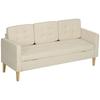 Three-Seater Sofa, Snow-White Flannel, Hidden Storage, Tufted Backrest, 166.5 x 62 x 82 cm, Cream