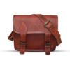 9" Small Leather Messenger Bag Shoulder Bag Cross Body Vintage Messenger Bag for Women & Men Satchel Man Purse Compatible with Ipad and Tablet Brown