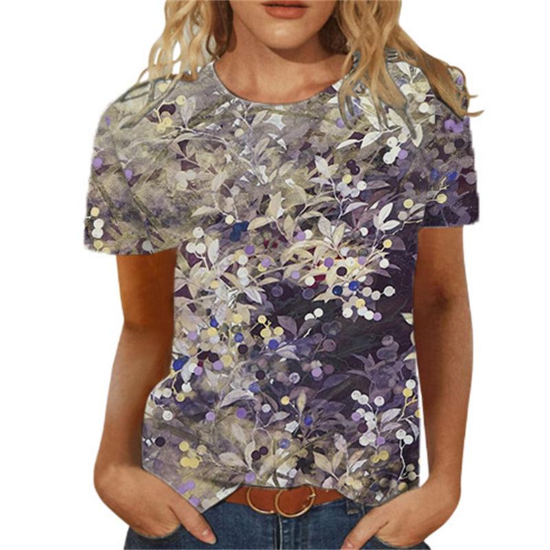 Летняя женская футболка с цветочным 3d принтом, женские модные футболки с цветочным узором, новые эстетические топы, футболка большого размера для девочек