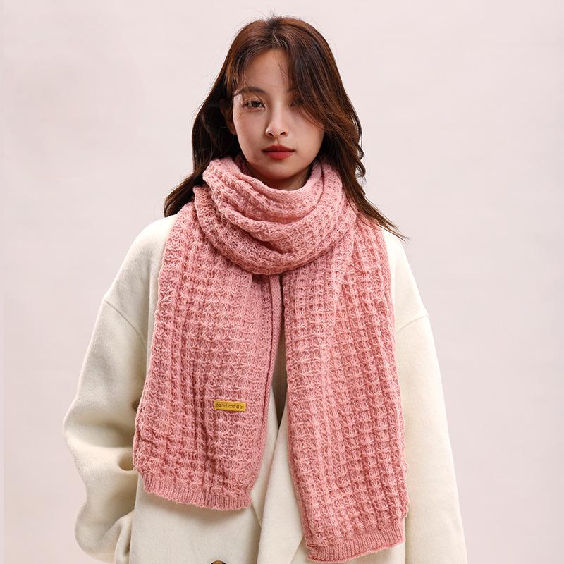 Red Scarf For Women 2024 New Winter Yarn Versatile Korean Version High-End Feeling Birthday Gift Couple Knitted Scarf