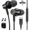 Wired Type-C Earphones with Microphone, Built-in DAC Chip, HiFi Sound Quality, USB Type C Earphones, Compatible with iPhone 1615, iPad Pro Air 45,