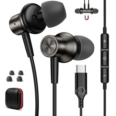 Проводные наушники типа C с микрофоном и чипом ЦАП HiFi-качество звука USB-наушники типа C, совместимые с iPhone 16 Pro Air mini6 10-го поколения 8 8a