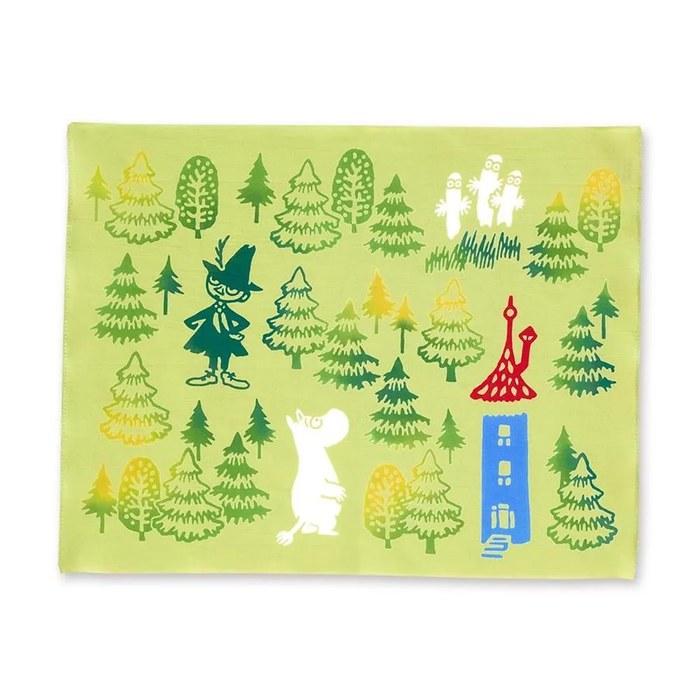 JIKAN STYLE Moomin Chusen Handkerchief Goods Nordic Traditional Crafts Made in Japan 100% Cotton Walk Green Approx. 43x33cm 05842 Green