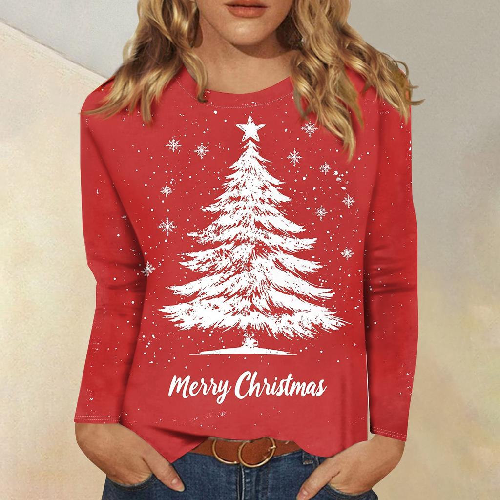 Женская модная повседневная футболка с круглым вырезом и длинным рукавом с принтом, топ