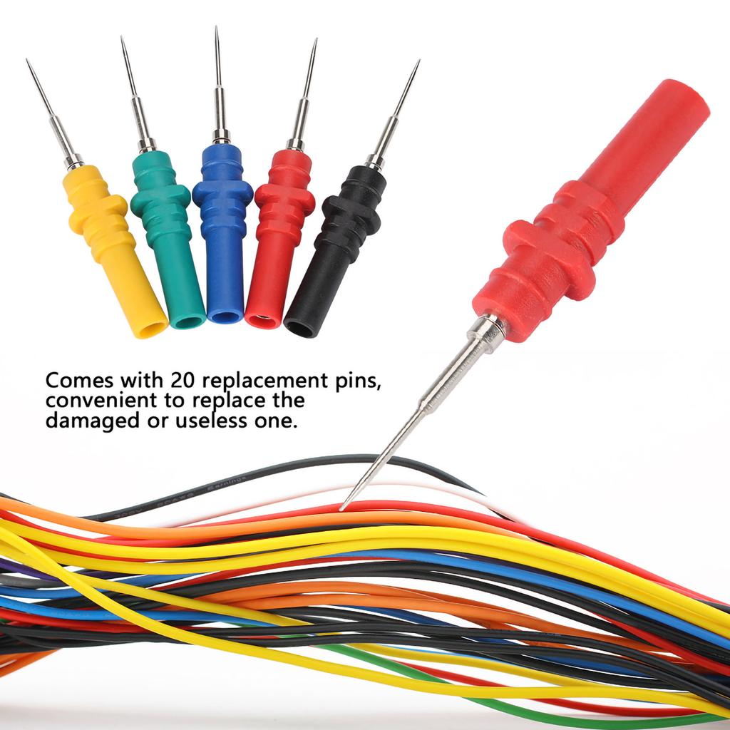Automotive Diagnosis Probe, Oscilloscope Test Probe with Banana Plug and Replacement Pins, Small Diameter for Insulation Piercing, Ideal for Small Con
