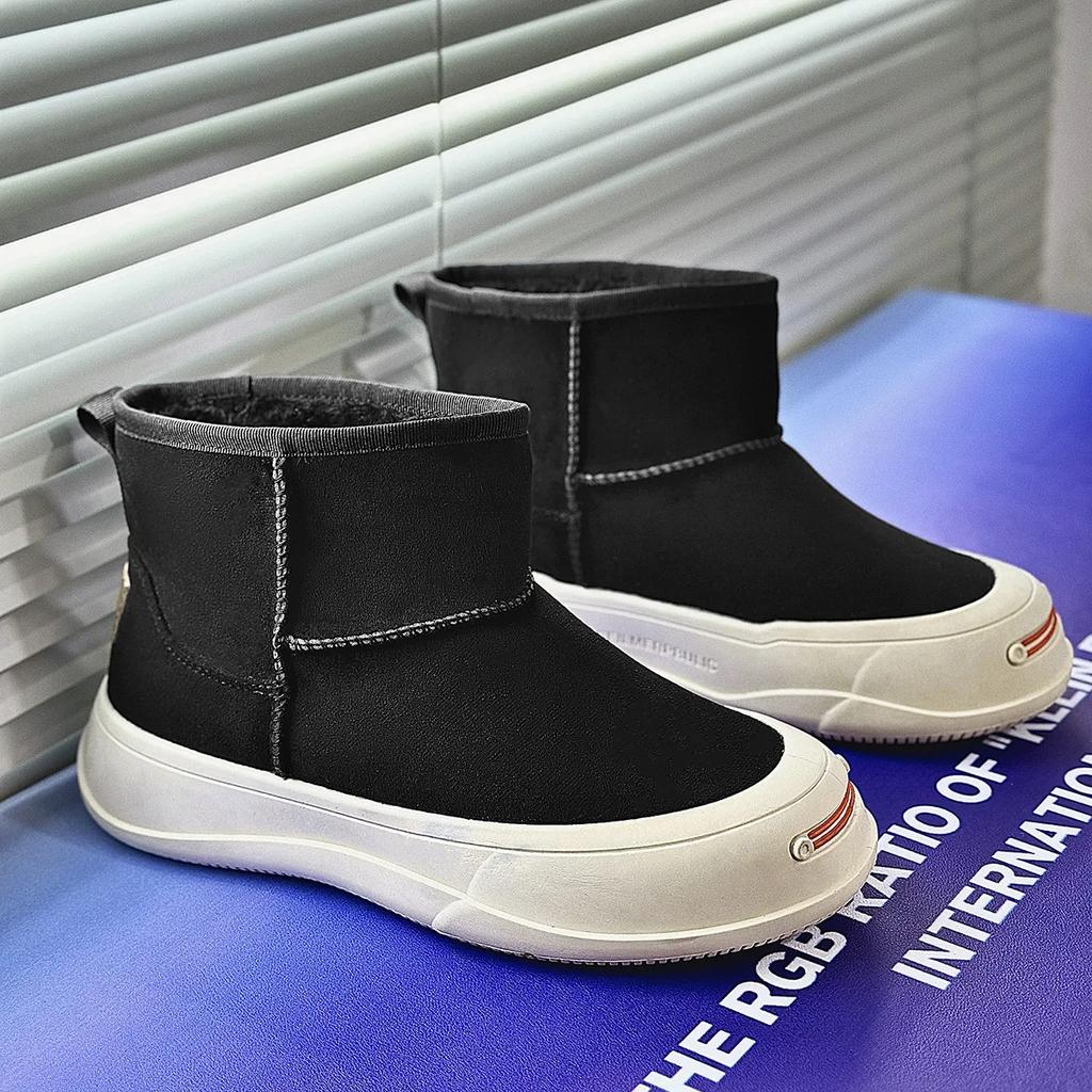 Men Leather High Top Snow Boots Fashion British Style Ankle Boots Men Autumn Winter Cotton Boot Anti Slip Outdoor Casual Shoes