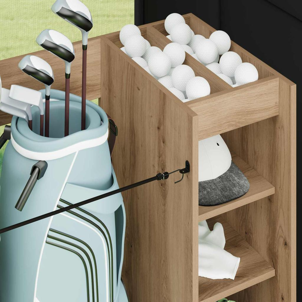 Golf Cabinet with Wheels Uni Artisan Oak 90 x 45 x 98 cm