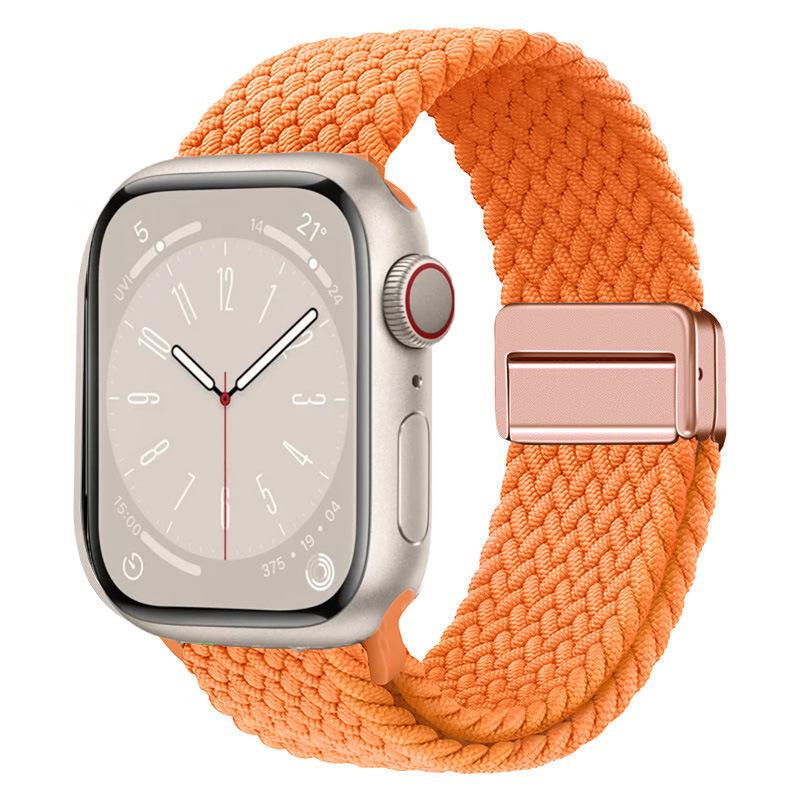 Эластичный радужный нейлоновый плетеный ремешок для Apple Watch с магнитной застежкой