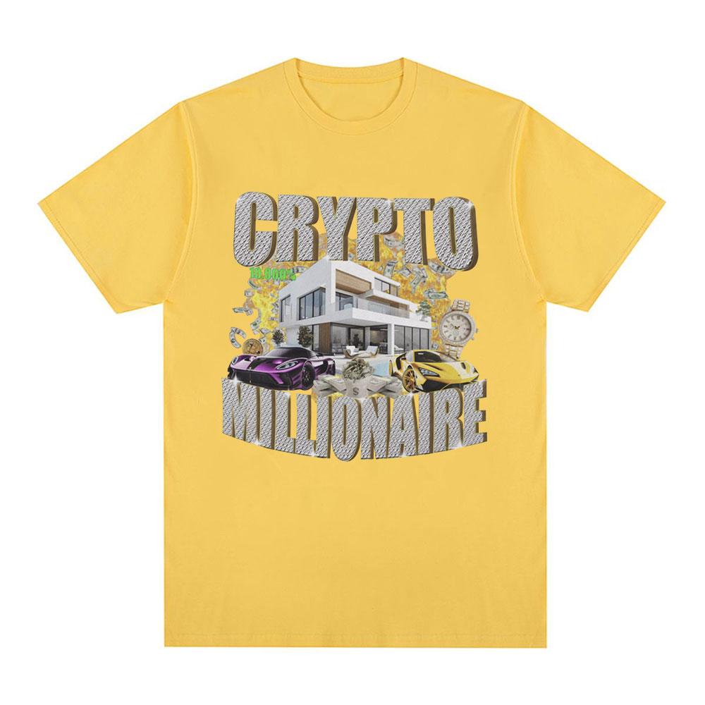 Crypto Millionaire Funny Meme T Shirts Unisex Women Clothing Casual Cotton Short Sleeve Tshirt Hip Hop Vintage Oversized Tshirts