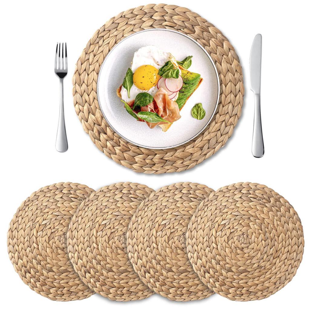 Natural Gourd Grass Round Woven Placemat - Heat Insulation Pad for Dining Table & Party Decor