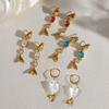 Elegant Gold Plated Zircon Fish Earrings Minimalist Drop Design For Women Stylish Accessory