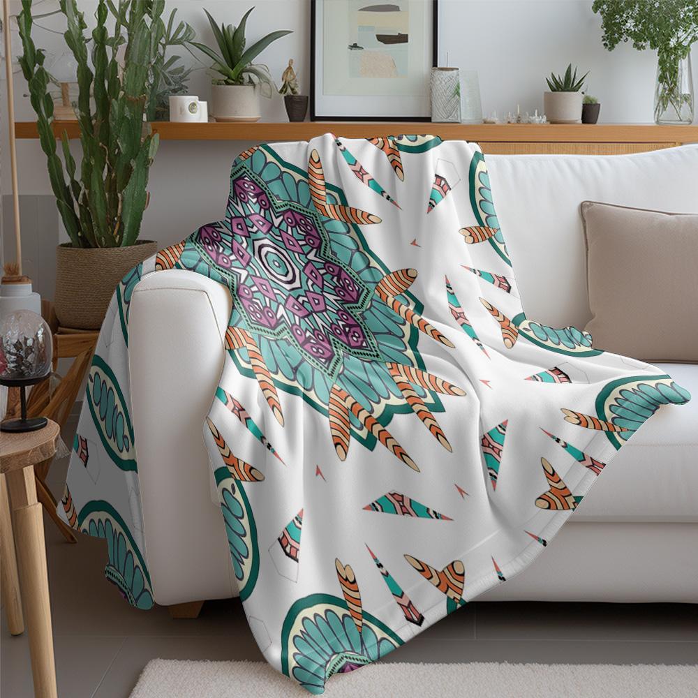 Colorful Mandala Print Blanket Abstract Geometric Throw Blanket Bohemian Bed Cover Decorative Sofa Blanket Home Decor