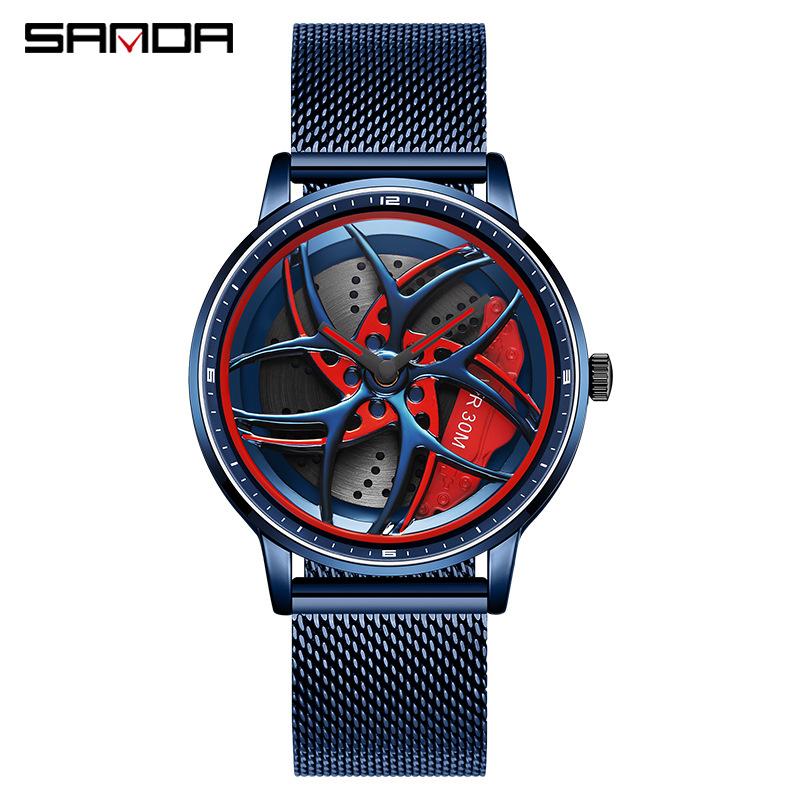 SANDA Часы мужские полые часы творческая личность кварцевые часы модные стильные часы серии Cool Wheel