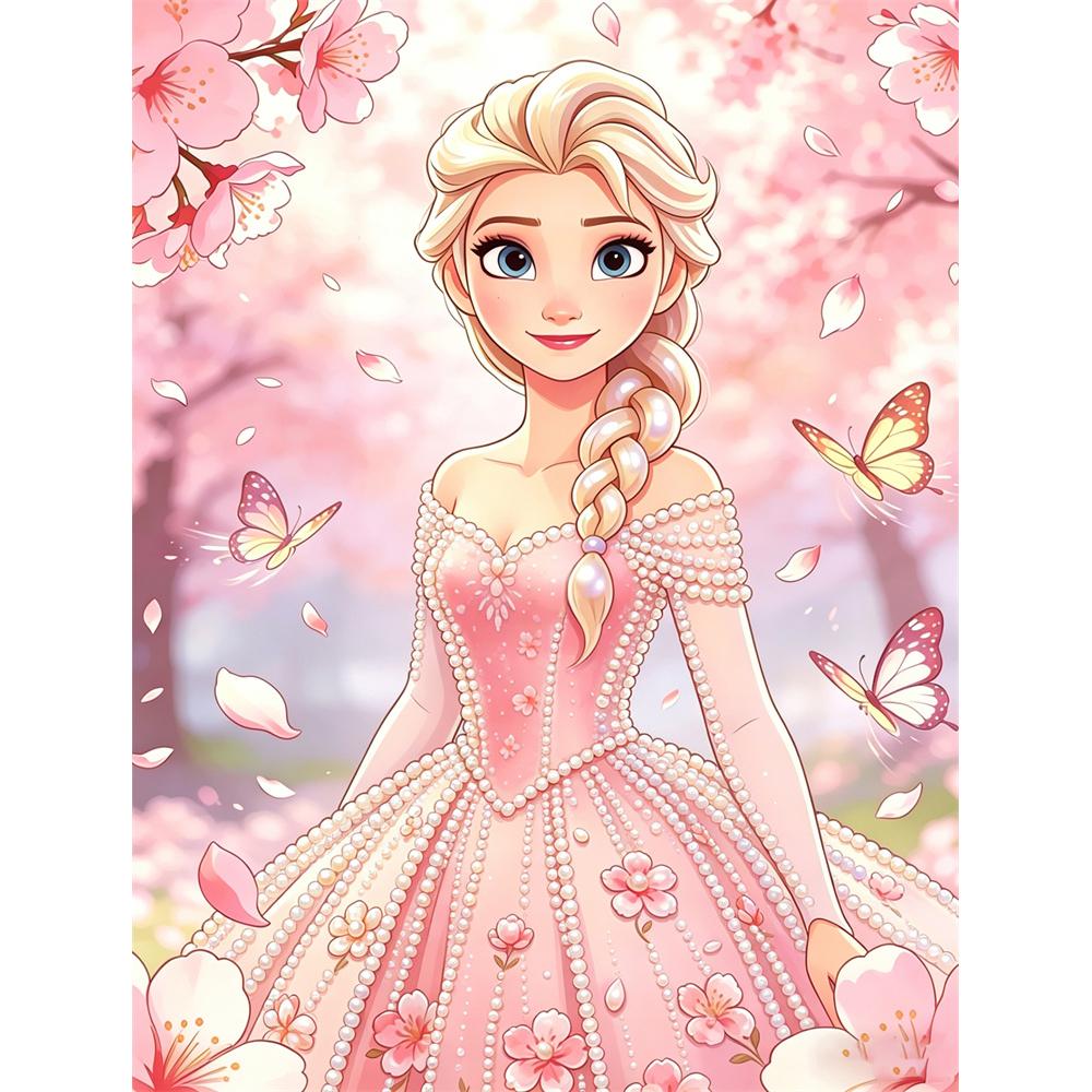 Disney Жемчужная Живопись Замороженная Эльза Розовое Жемчужное Платье Ручная Работа DIY Жемчуг Драгоценные Камни Картины Поделки Особая Форма Домашняя Настенная Декорация