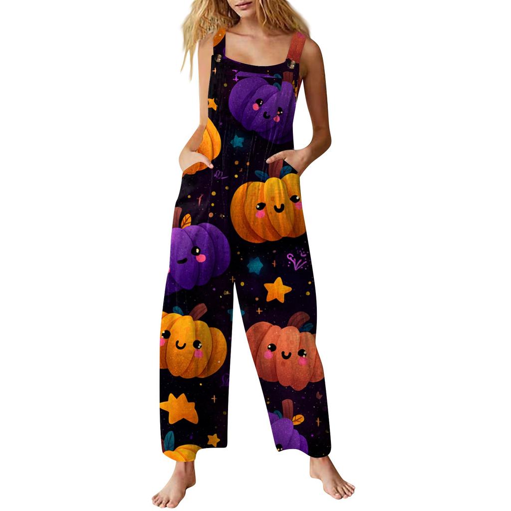 Женский комбинезон с принтом, повседневный свободный комбинезон