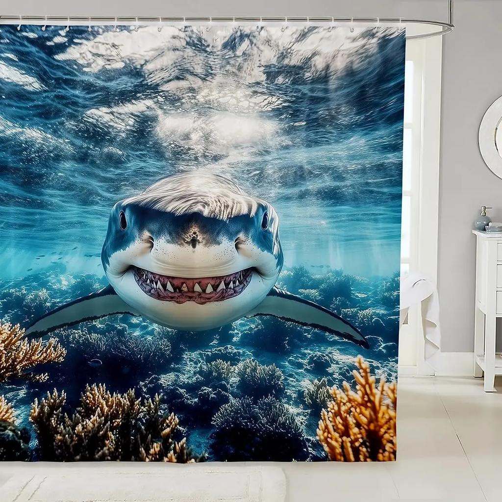 Мультяшный Кот Детские Занавески для Душа,Японская Занавеска для Ванной Укиё-э с Океанской Волной, Абстрактная Полосатая Домашняя Декорация, Морской Синий Ретр