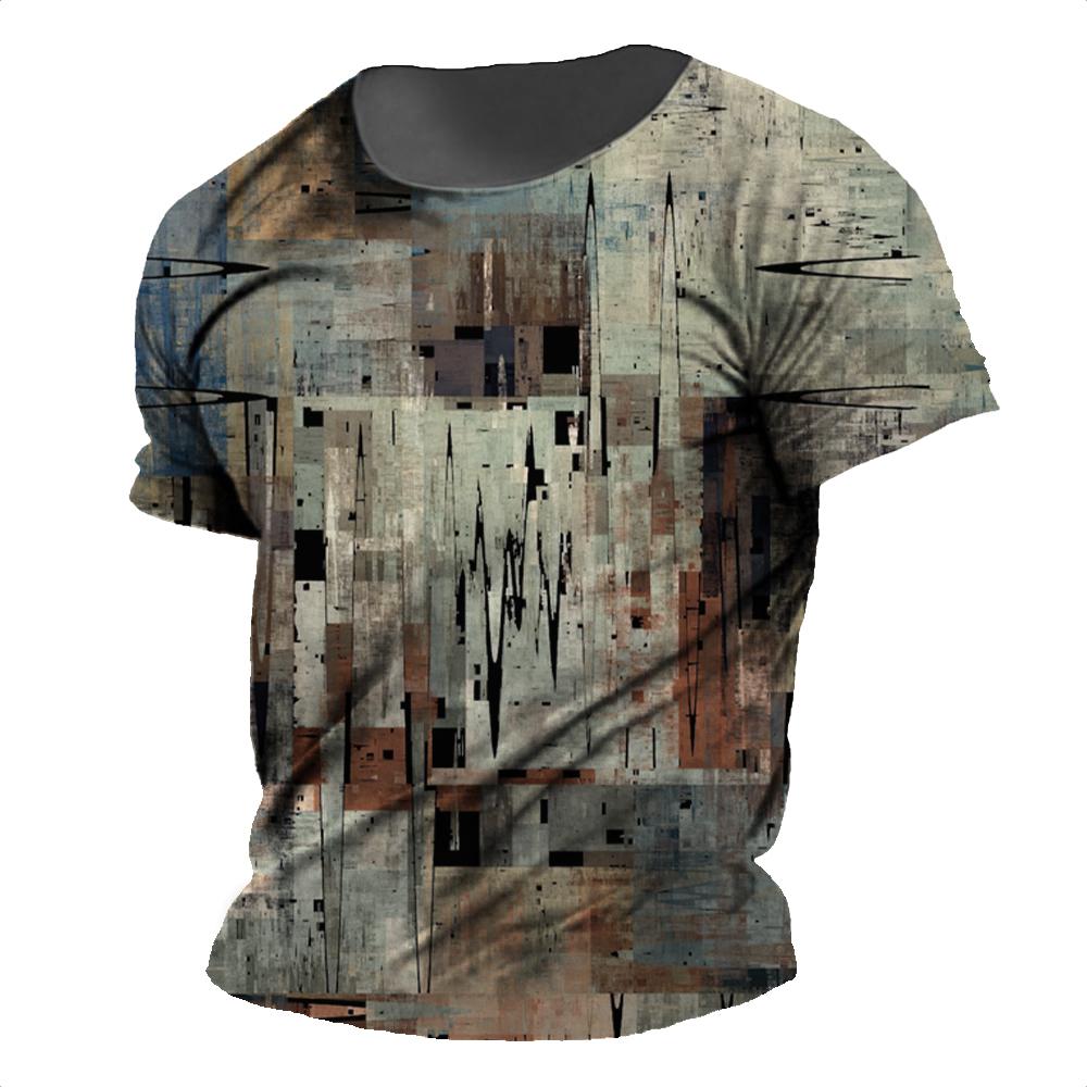 Мужская футболка с винтажным принтом, повседневная полосатая рубашка, летние футболки с круглым вырезом и короткими рукавами, большой свитшот, мужская дешевая одежда