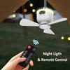 2024 New USB Rechargeable Ceiling Fan Large Wind Removable Blades Night Lamp Lighting 8000mAh Capacity Household Outdoor Fan