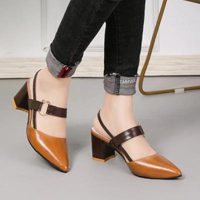 Модные женские сандалии 2024 Новые летние остроносые сандалии на массивном каблуке Большие размеры Женские сандалии Модные туфли на высоком каблуке Женская обувь Zapatos De Mujer
