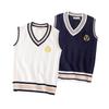 Academy British Style Embroidered V-Neck School Uniform Sweater Vest for Girls - Spring/Autumn