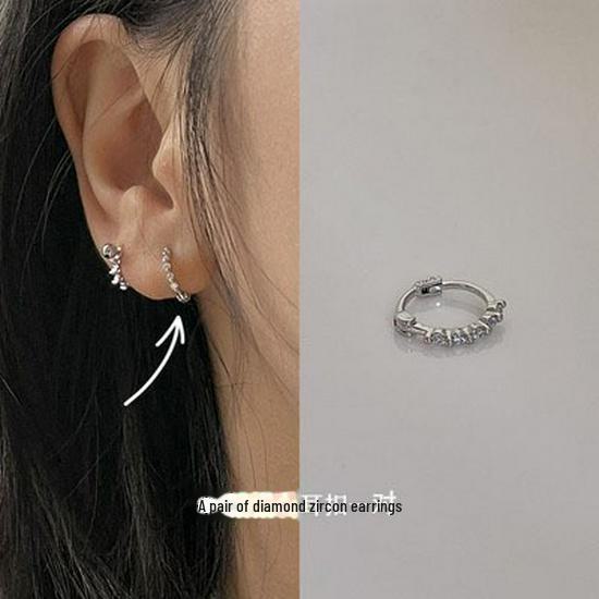 Exquisite Small 925 Silver Diamond Earrings for Women - Korean Style