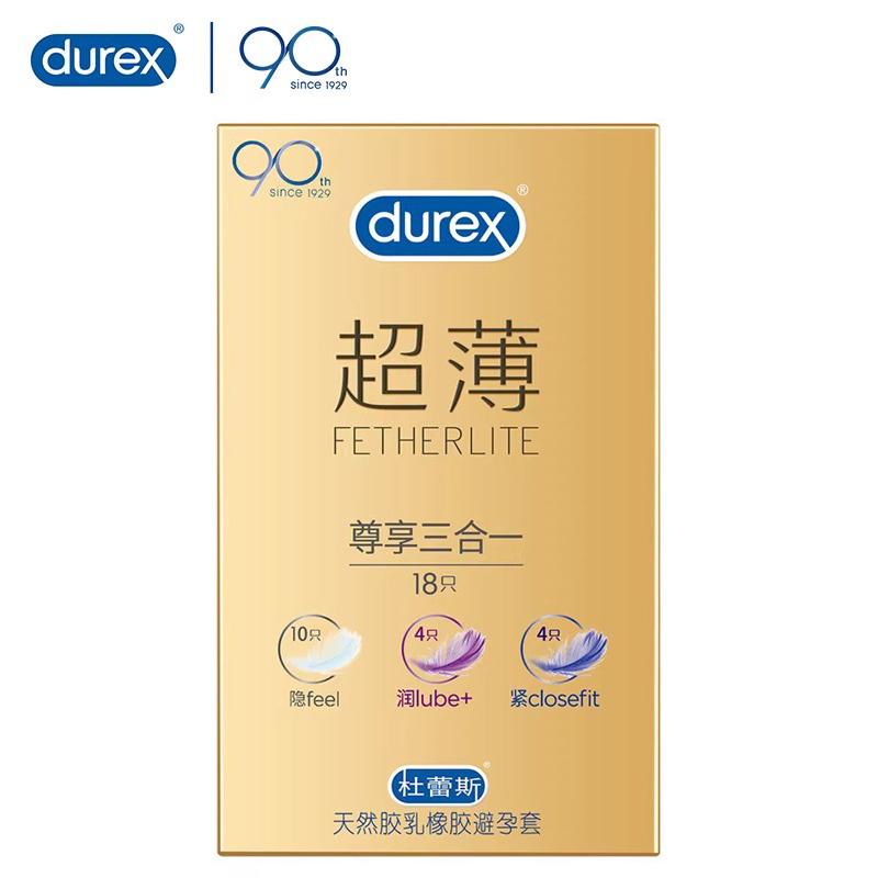 Durex Презерватив Fetherlite ультратонкий премиум 3 в 1 набор для секса для взрослых 18 штук