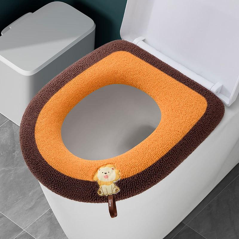Thick Washable Toilet Seat Cover Home Use Cartoon Animal Design Winter Warm Soft Cushion Pad