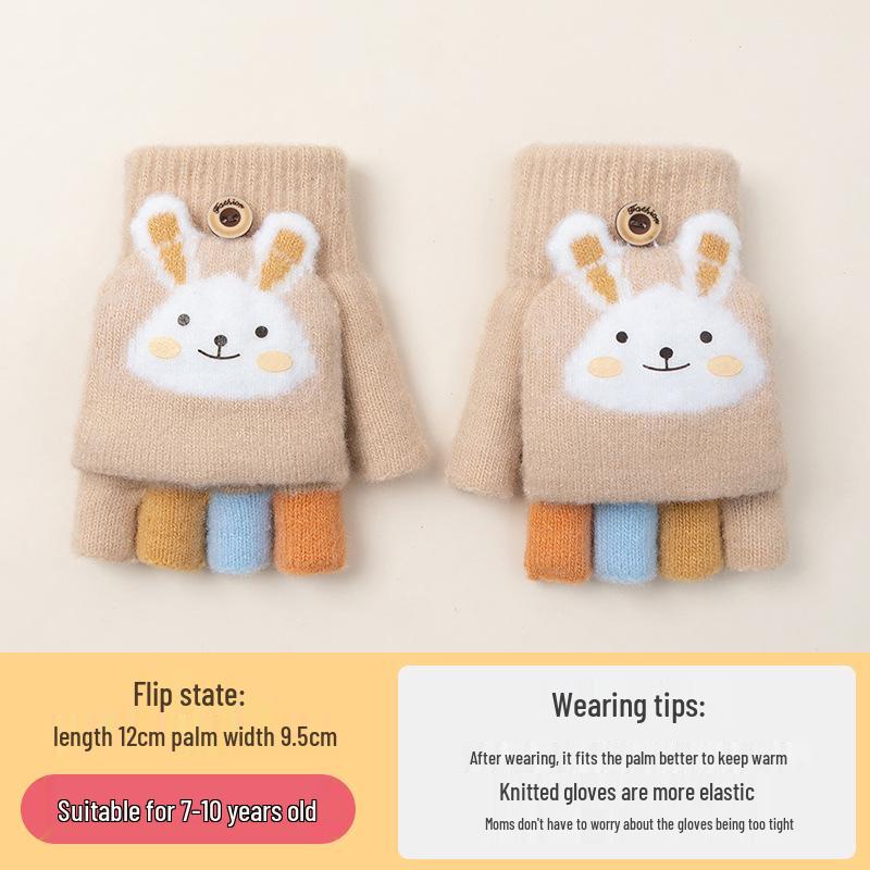 Cozy Cartoon Crocodile Flip-Top Kids' Gloves
