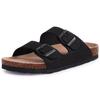 Fashion Comwarm Men's Cork Footbed Slides Sandals Arch Support Summer Outdoor Sandals with Adjustable Buckle Leisure Men Leather Slides