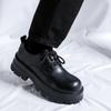 Fashion Men's Thick Soled Leather Shoes Classic Minimalist British Style Suit Business Leisure Office High Quality Derby Black Lace Up