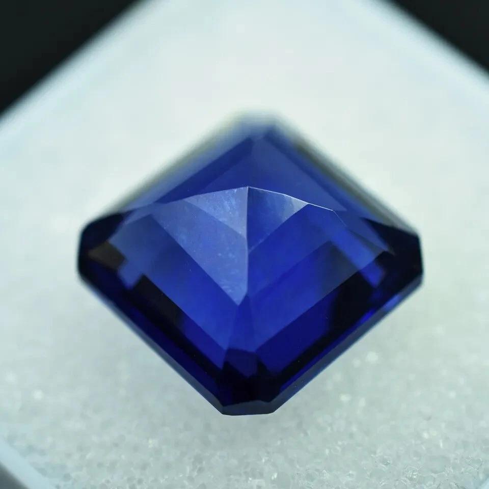 20 Ct Blue Sapphire AAA Square Flawless Certified Loose Gemstone