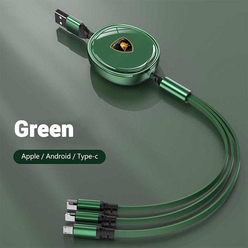 For Lamborghini Urus Huracan Aventador Premium Cable Scalable Phone Car Interior 3 In 1 USB Fast Charging Cable Auto Headrest qer3