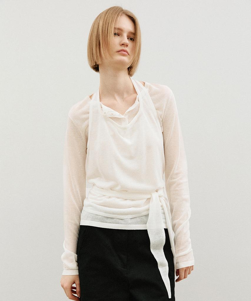 ARTID Linen Halterneck Layered Knit Set_White